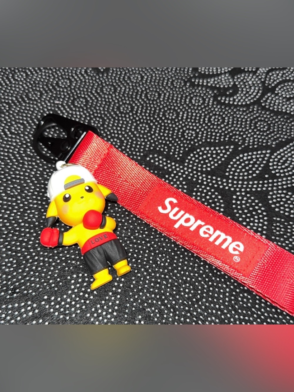 Supreme Red Pikachu Kids Keychain Strap